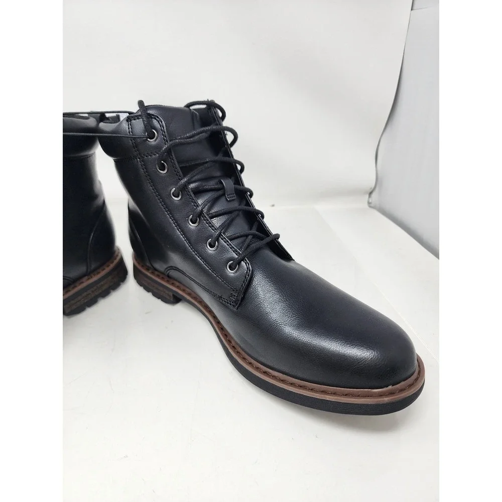 Goodfellow & Co Mens Black Lace Up Memory Foam Boots‎ Size 13 Ankle Lug Sole New